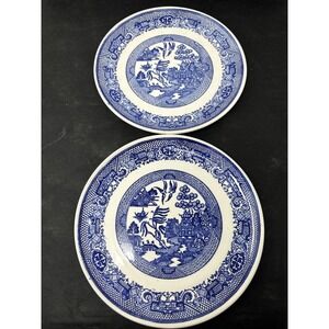 Lot Of 2 Vintage Blue Willow Willow Ware 9 Inch Luncheon Plates By Royal